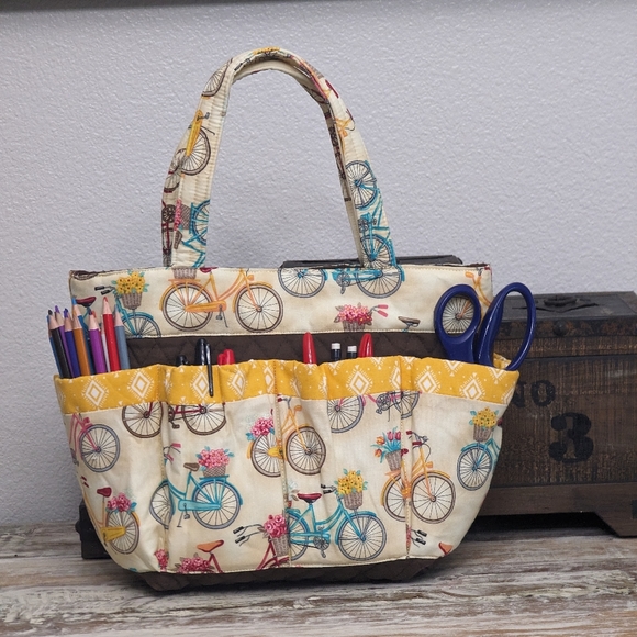 Hand Crafted Bicycle Print Bingo/Tote Bag 100% Cotton - Picture 2 of 6